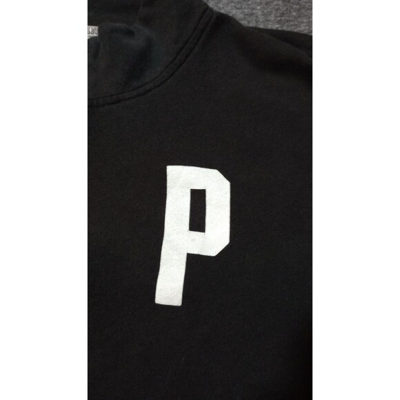 Victoria Secret PINK Pullover Womens Sz Medium 1/4 Zip Black Varsity Love Print* - Picture 8 of 16